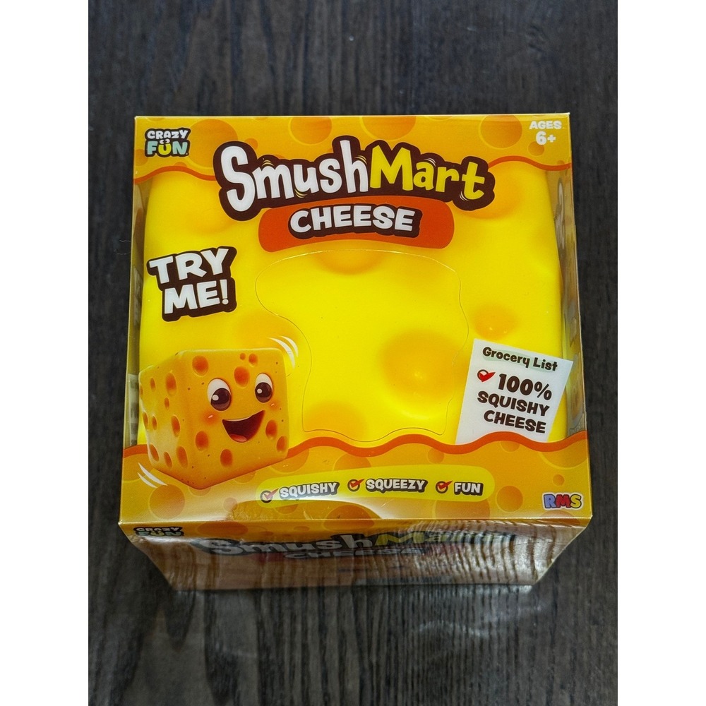 RMS Crazy Fun SmushMart Cheese Squishy Squeezy Stretch Sensory Toy Ages 6+ New